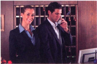 Hotel front desk dialogue image